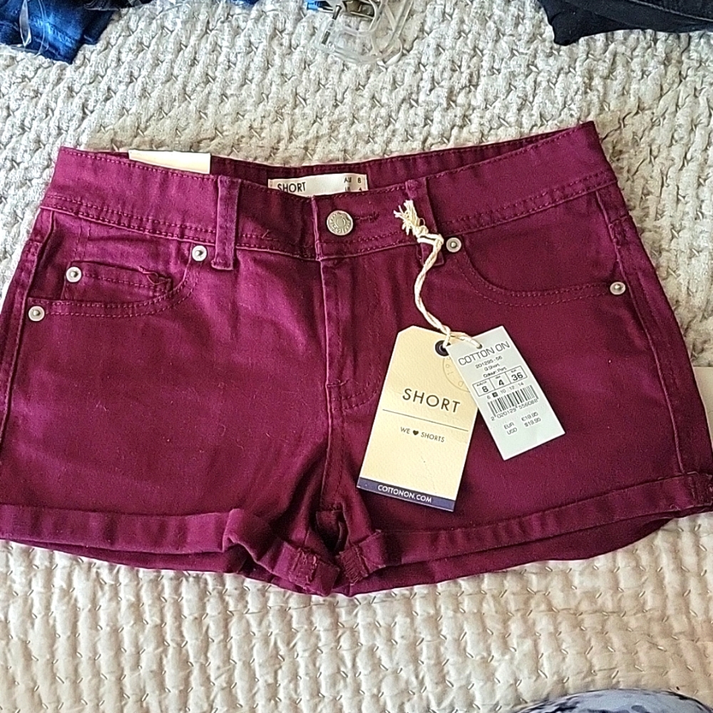 Cotton on burgundy shorts size 4